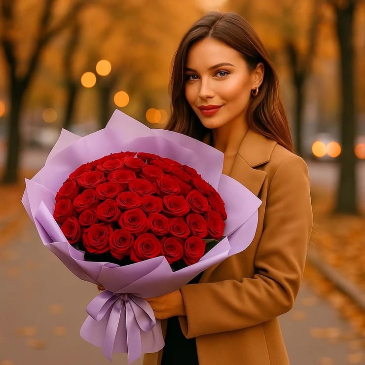 35 красных роз – доставка цветов в Борисполь