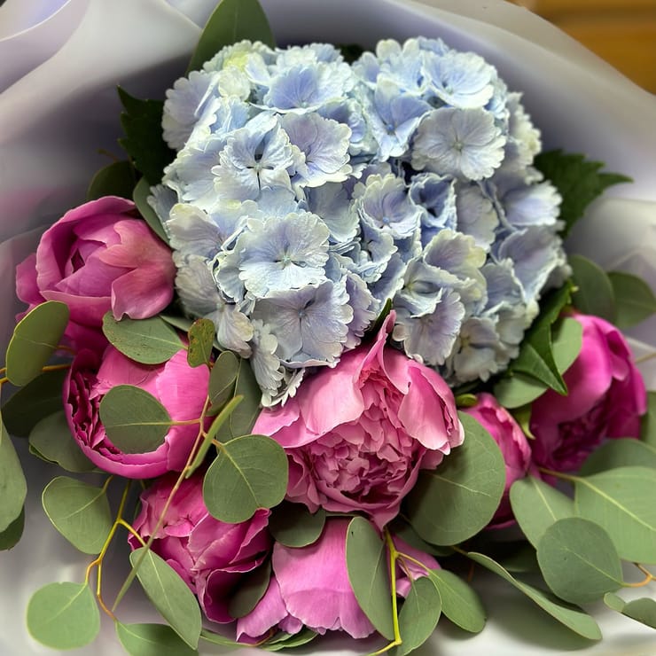 Цветущая симфония гортензии с пионами 🌸 – доставка цветов в Киев