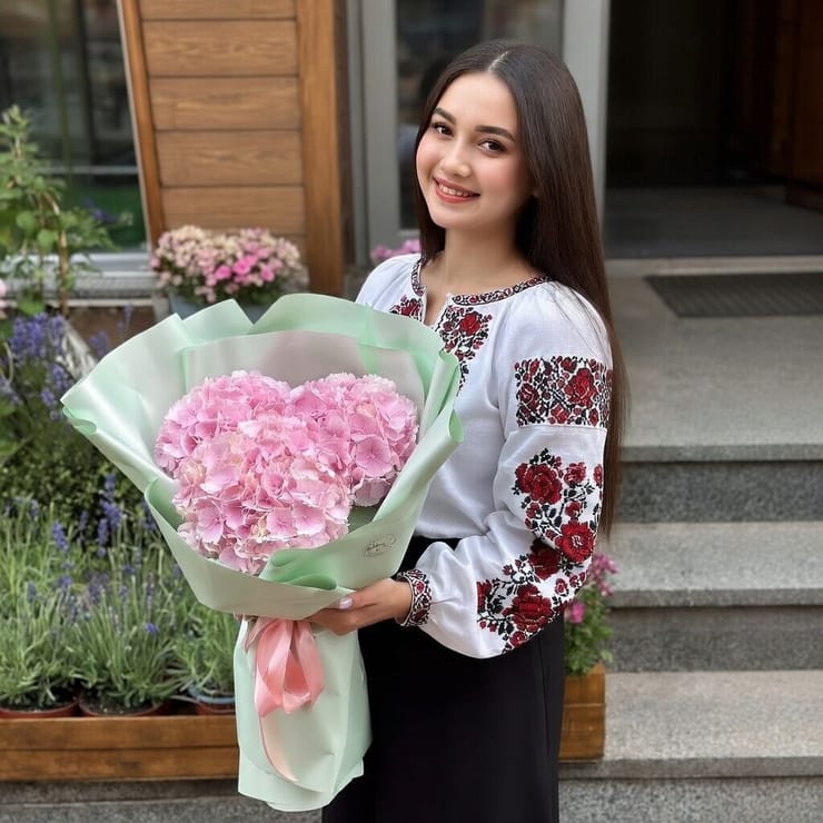 3 pink hydrangeas – flower delivery in Kyiv (Kiev)