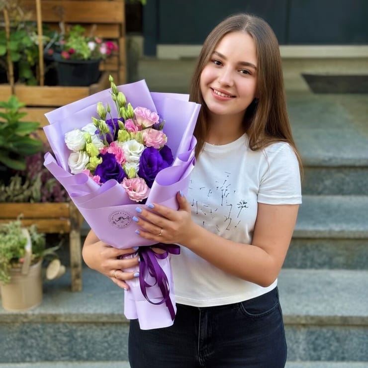Букет с эустомой Магия радуги – доставка цветов в Нью-Йорк