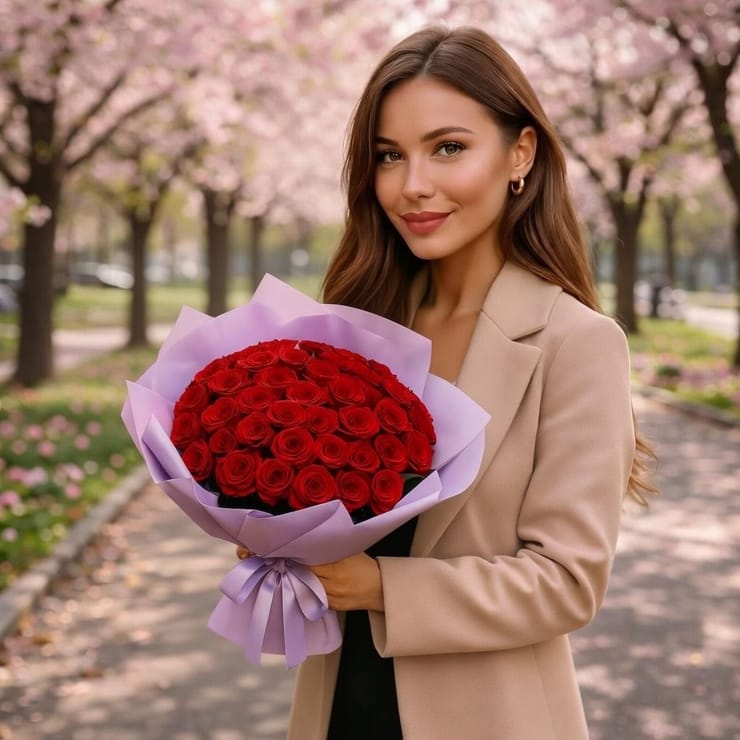 35 красных роз – доставка цветов в Борисполь