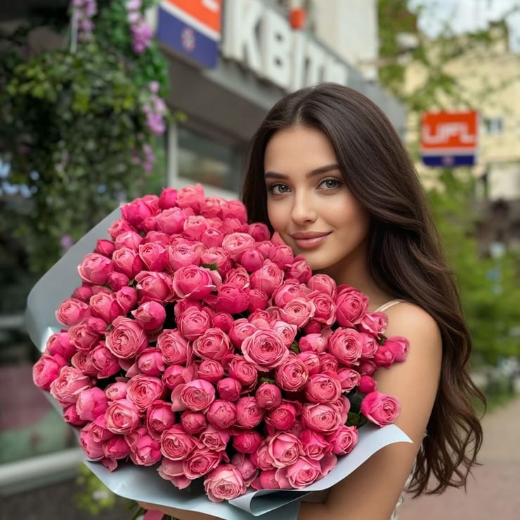 51 розовая пионовидная роза – доставка цветов в Нью-Йорк