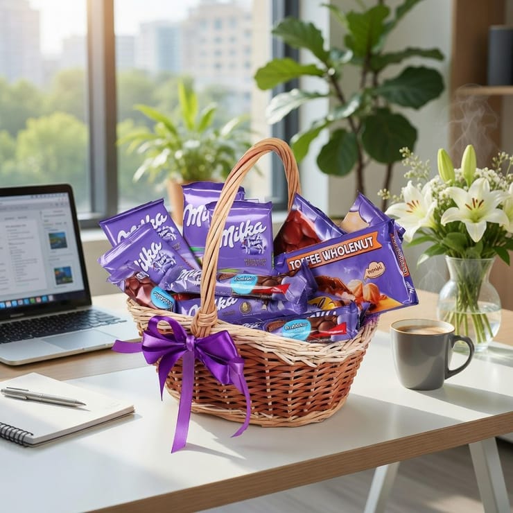 Milka-корзина шоколада – доставка цветов в Ереван