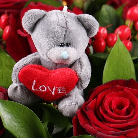 Красные розы с мишками teddy – доставка цветов в Нью-Йорк