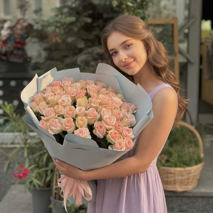 51 кремовая роза – доставка цветов в Нью-Йорк
