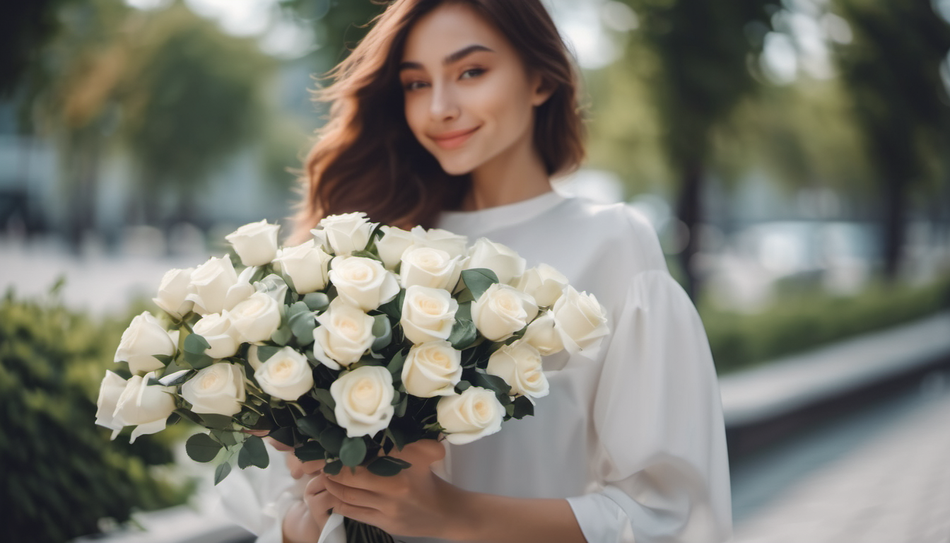 Білі троянди на день народження Кастроп Рауксель